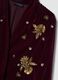 Red velvet regular-fit blazer with floral embroidery_1