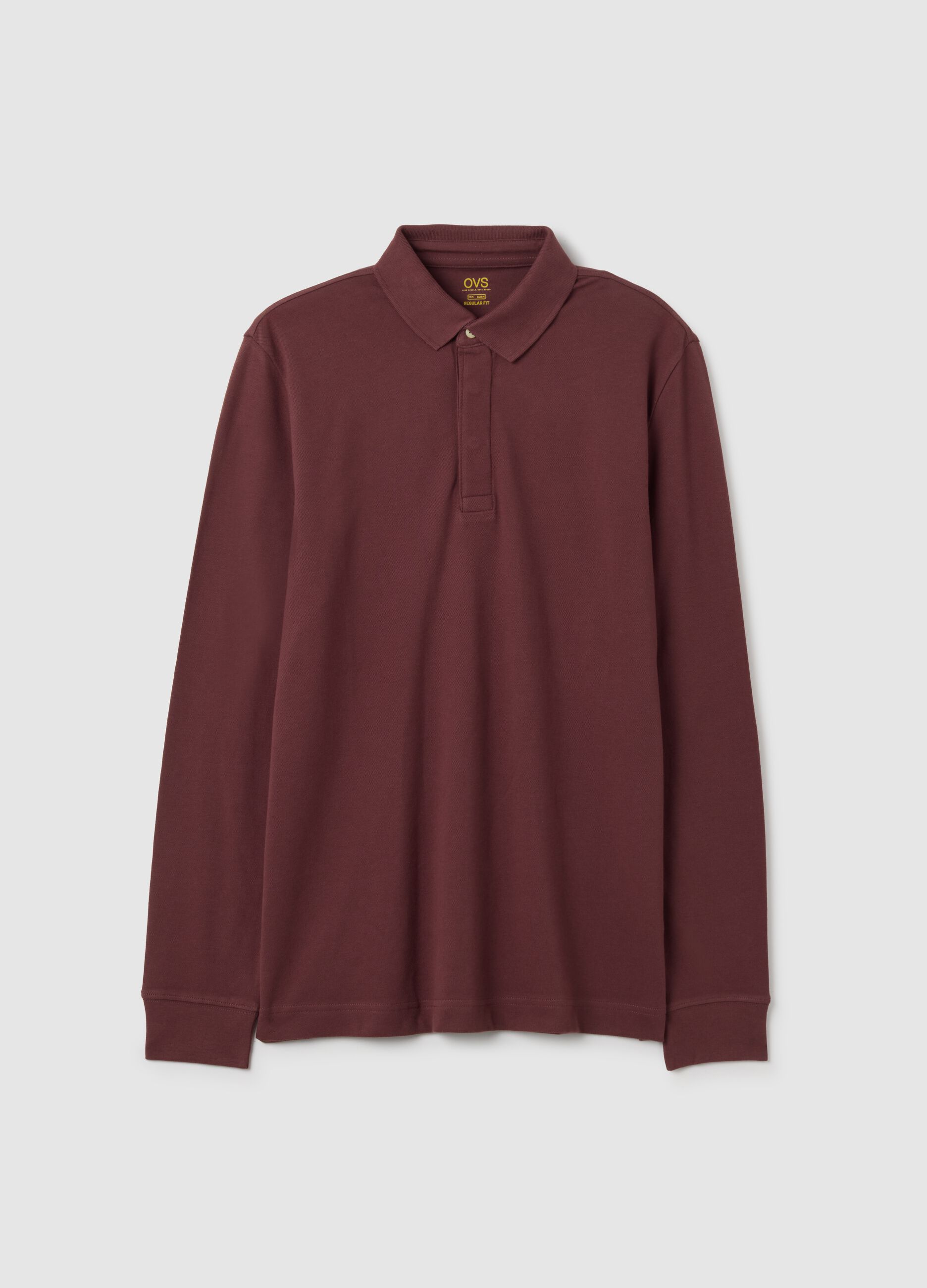 Brown regular fit stretch cotton polo