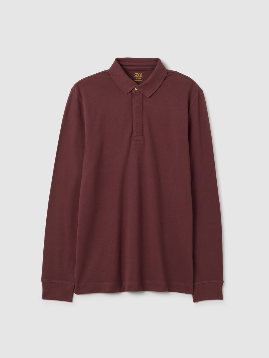 Brown regular fit stretch cotton polo_4
