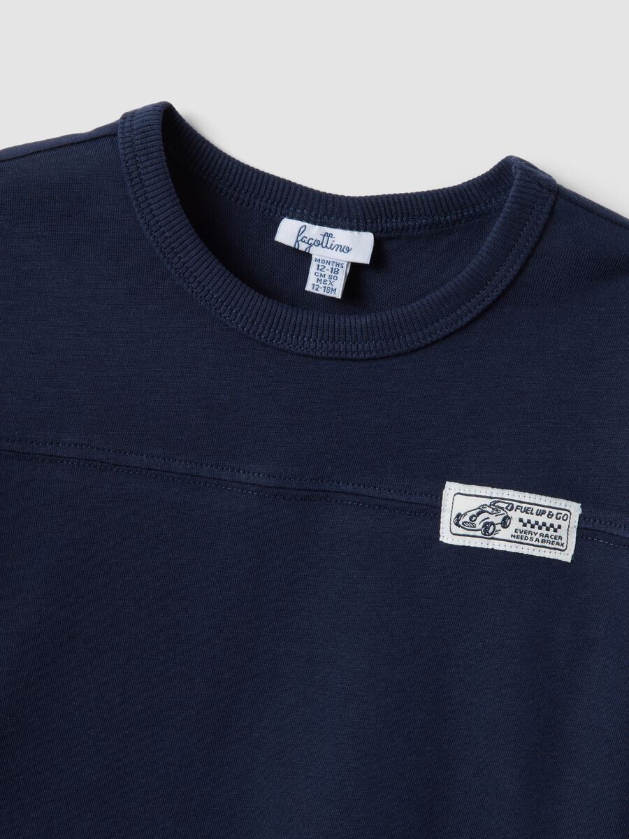 Blue pure organic cotton T-shirt with print for boys_2