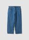 Blue denim baggy-fit jeans in pure cotton with all-over print_0