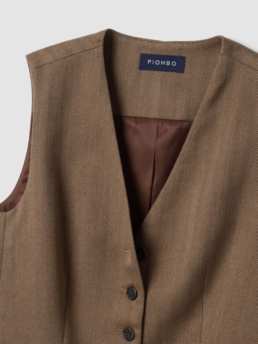 Brown stretch viscose regular-fit waistcoat_5