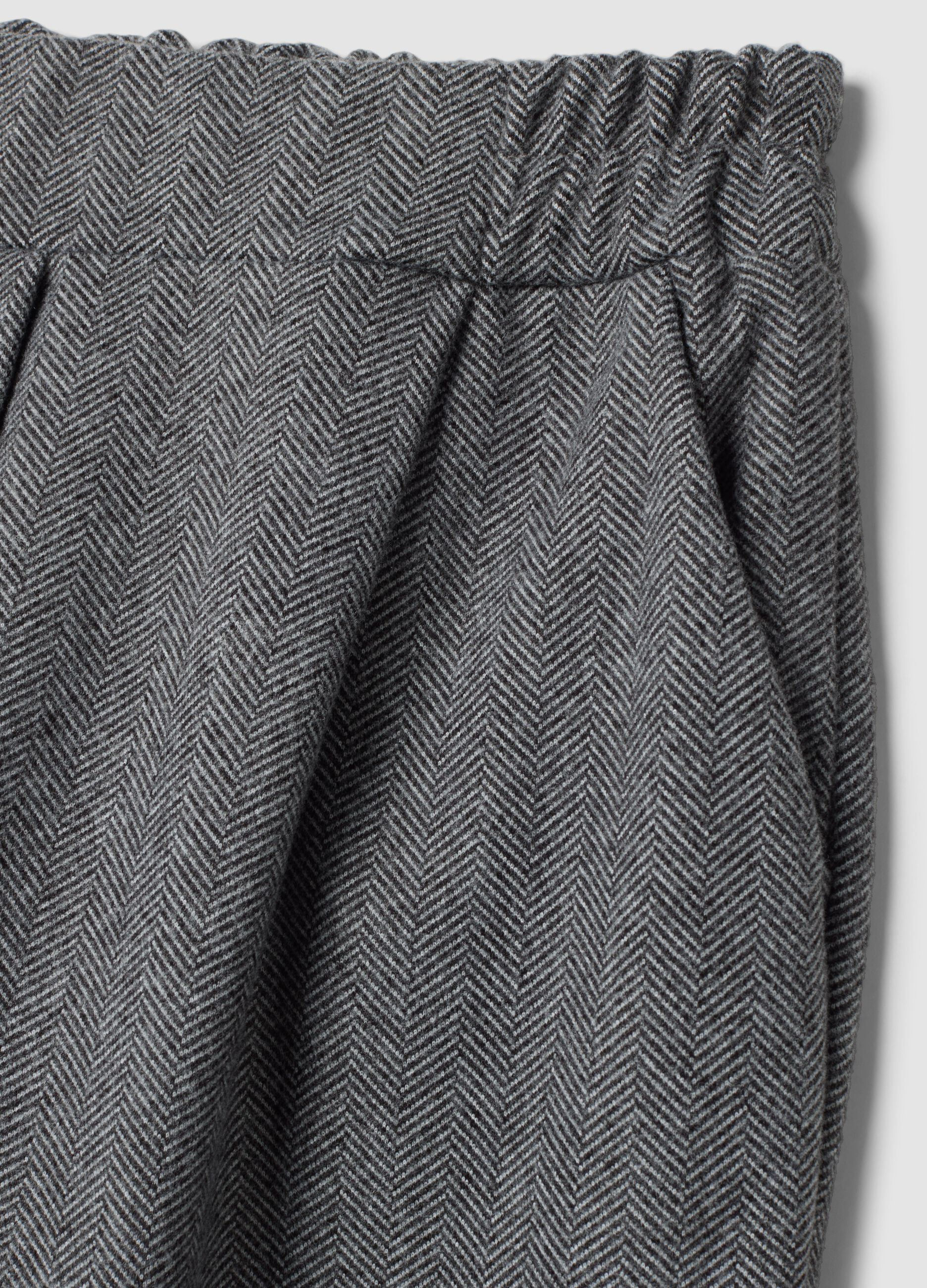 Grey regular-fit trousers with chevron pattern