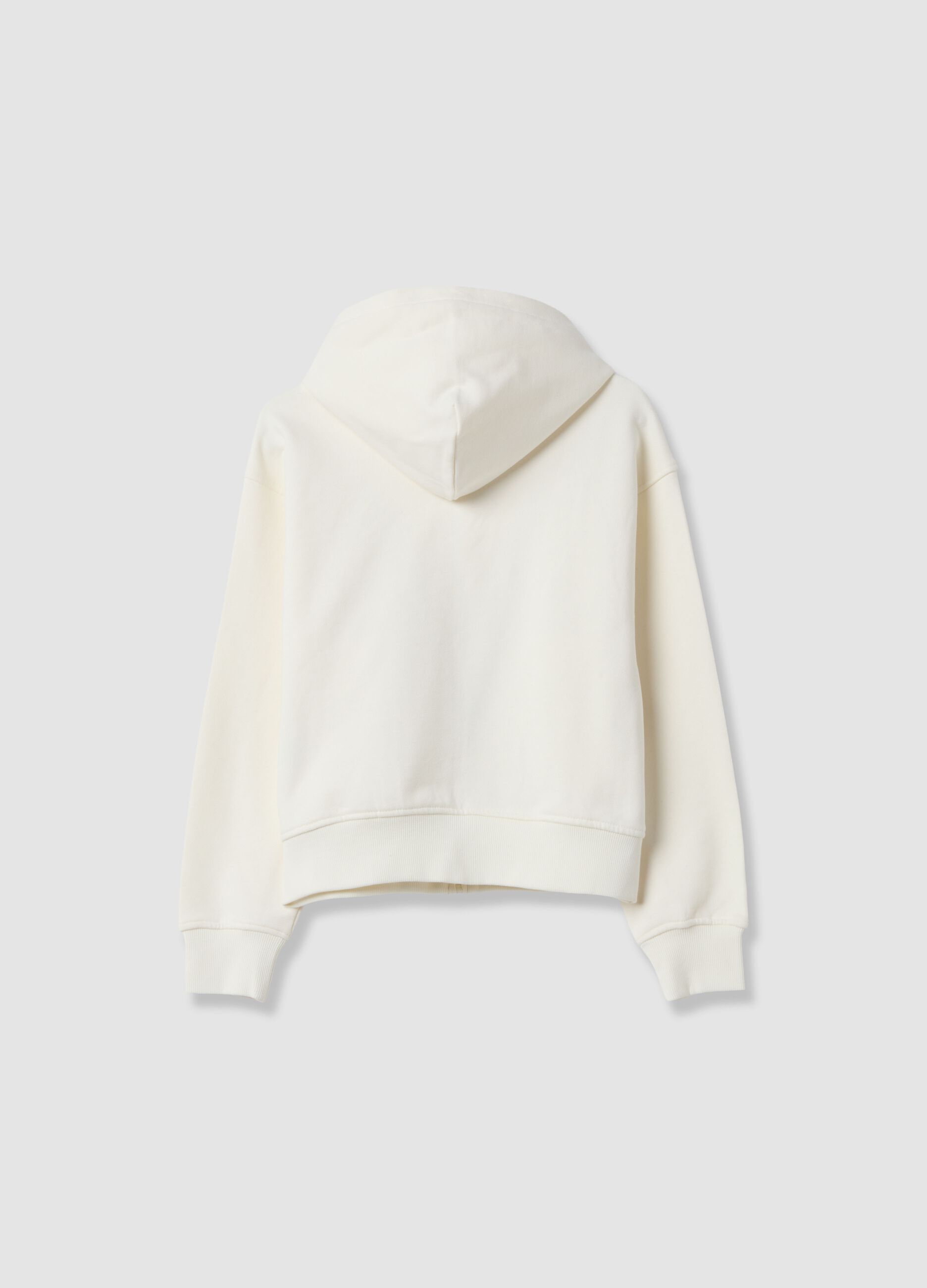 Felpa bianca in puro cotone organico con cappuccio regular fit