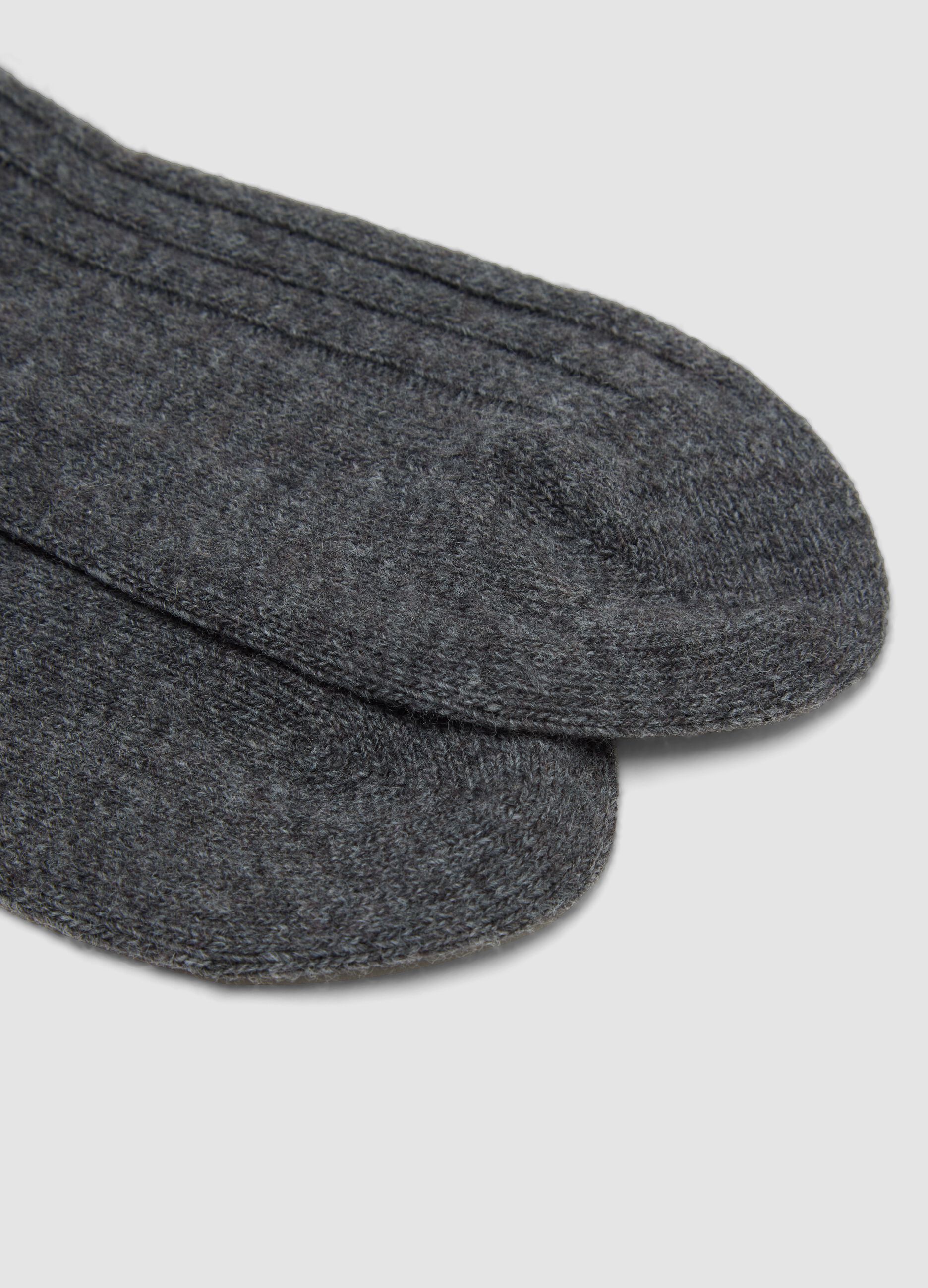 Long grey socks in wool, viscose and stretch cashmere
