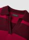 Maglia rossa in misto lana a righe con colletto polo_5