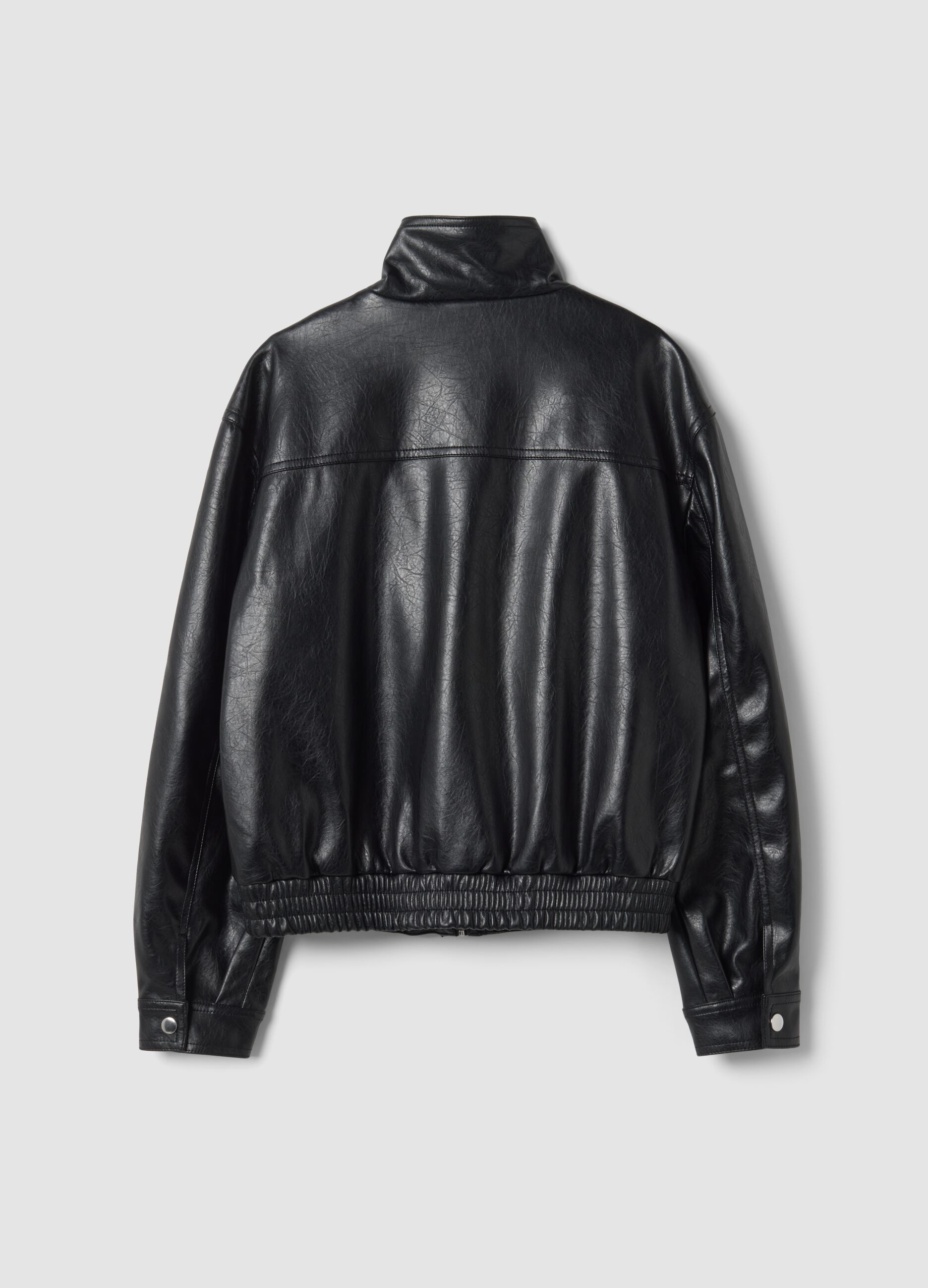 Giacca nera regular fit con zip e collo alto