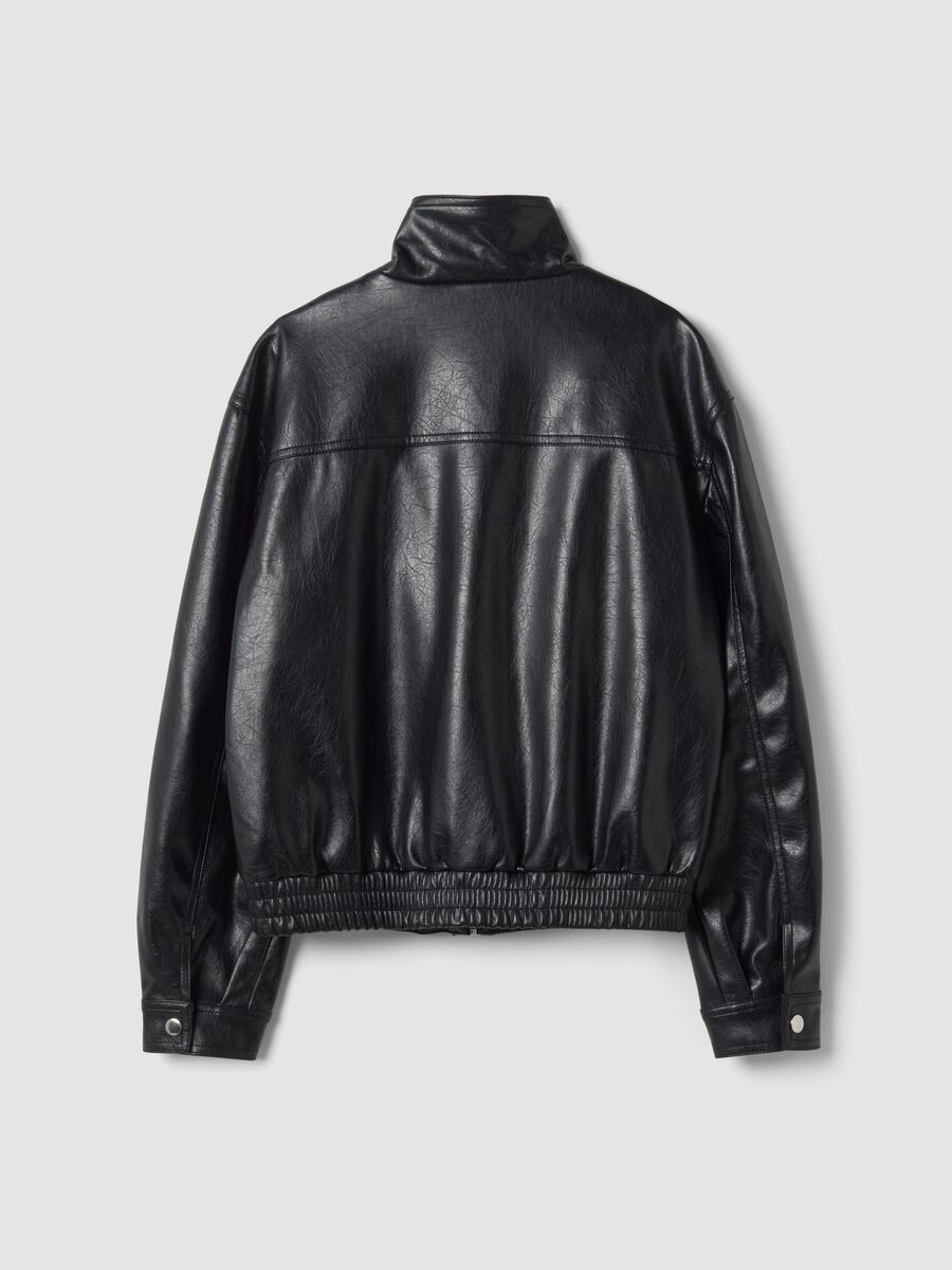 Black regular-fit jacket with zip and high collar_2