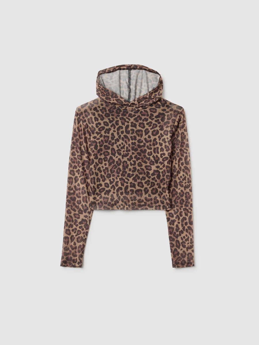 Girls' brown stretch fabric sweatshirt regular fit_3