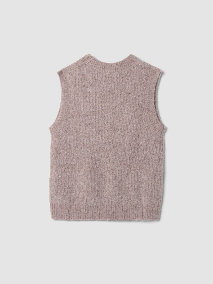 Pink alpaca and stretch wool crew-neck gilet_6