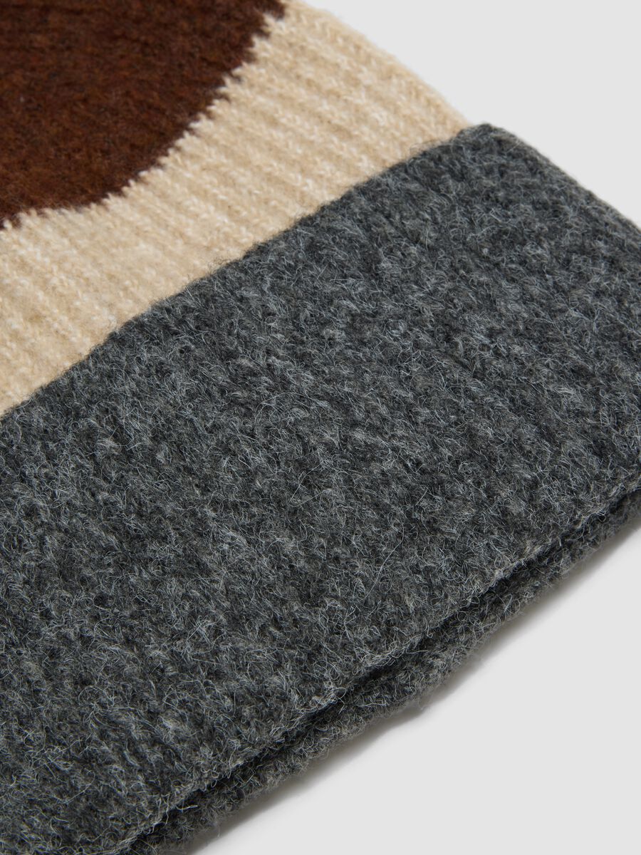 Brown ribbed stretch wool beanie_1