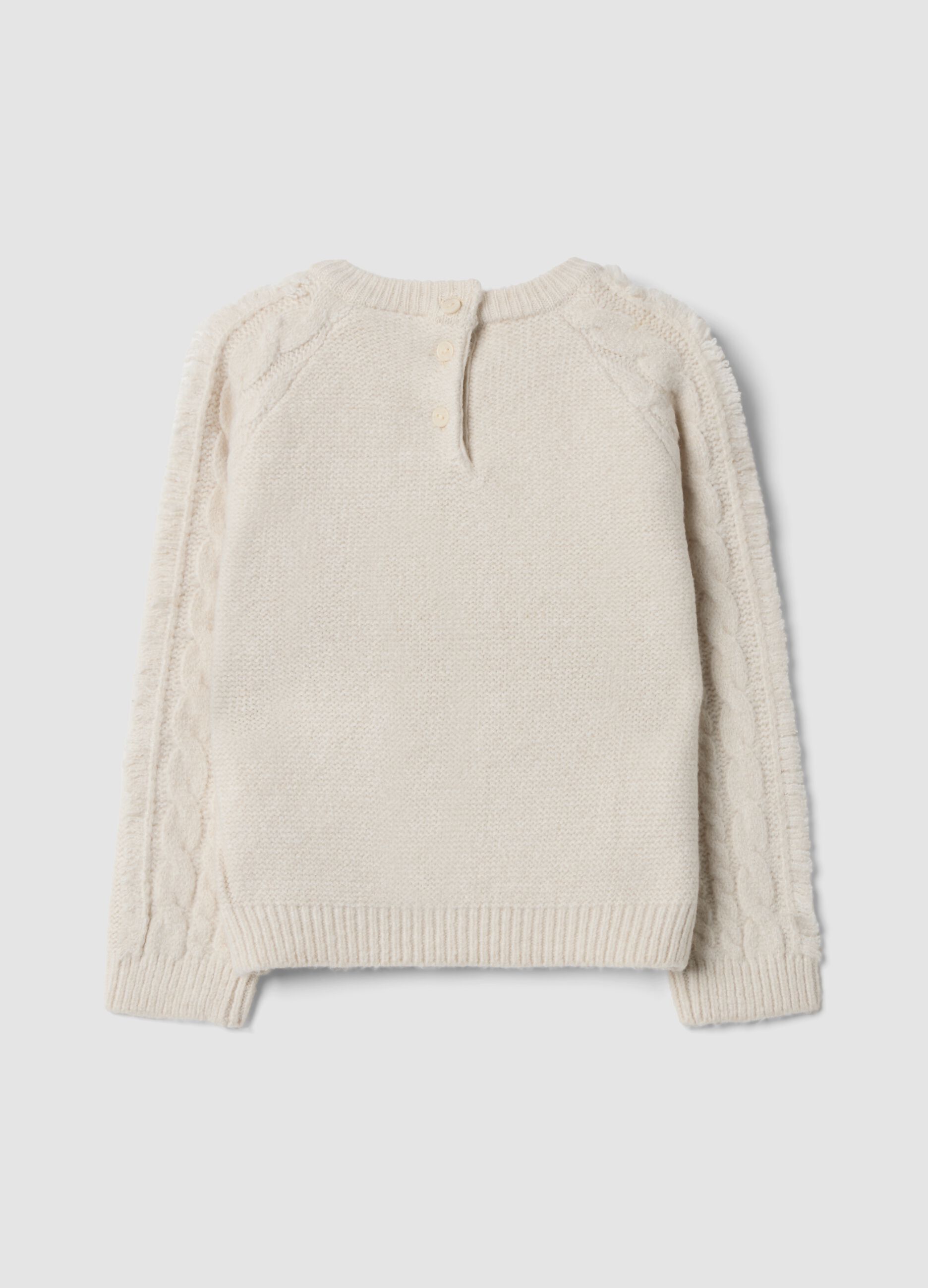 White regular-fit cable-knit stretch jumper