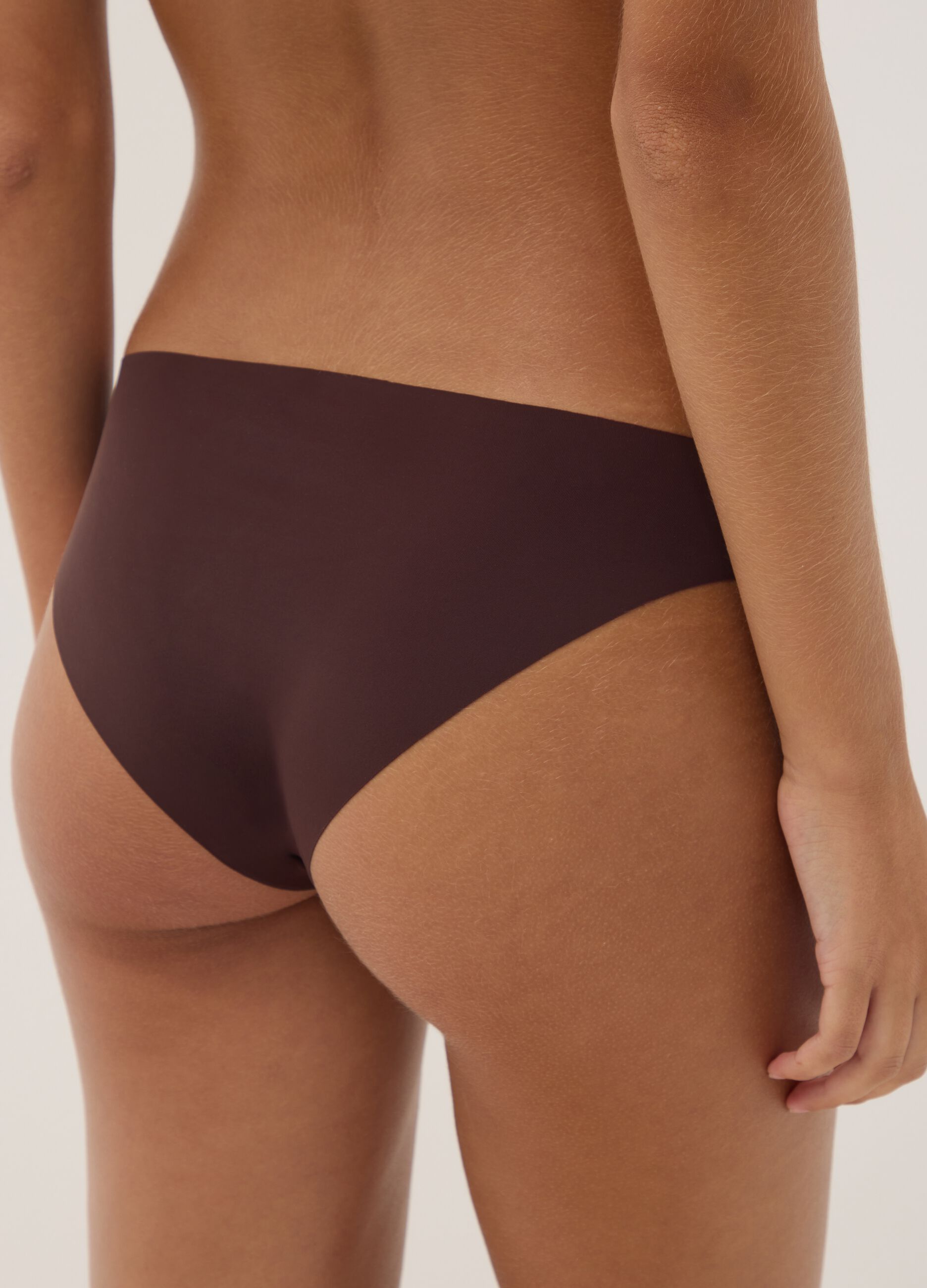 Brown stretch microfibre briefs