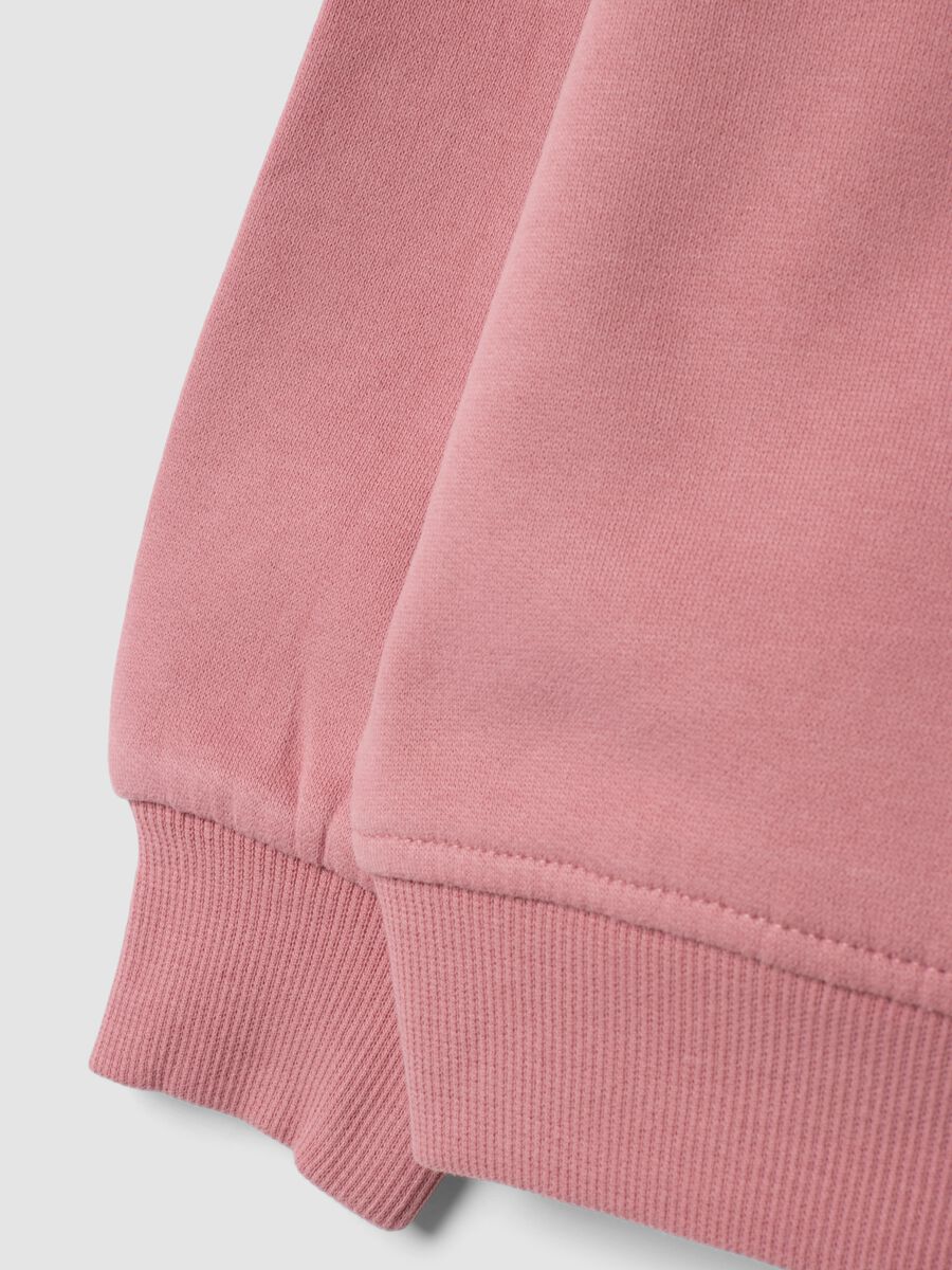 Pink pure cotton sweatshirt with crew neck and puppy print_2