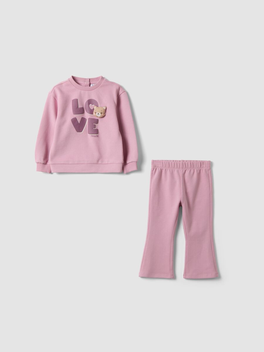 Pink pure cotton jogging set with "Love" slogan, oversized fit_0