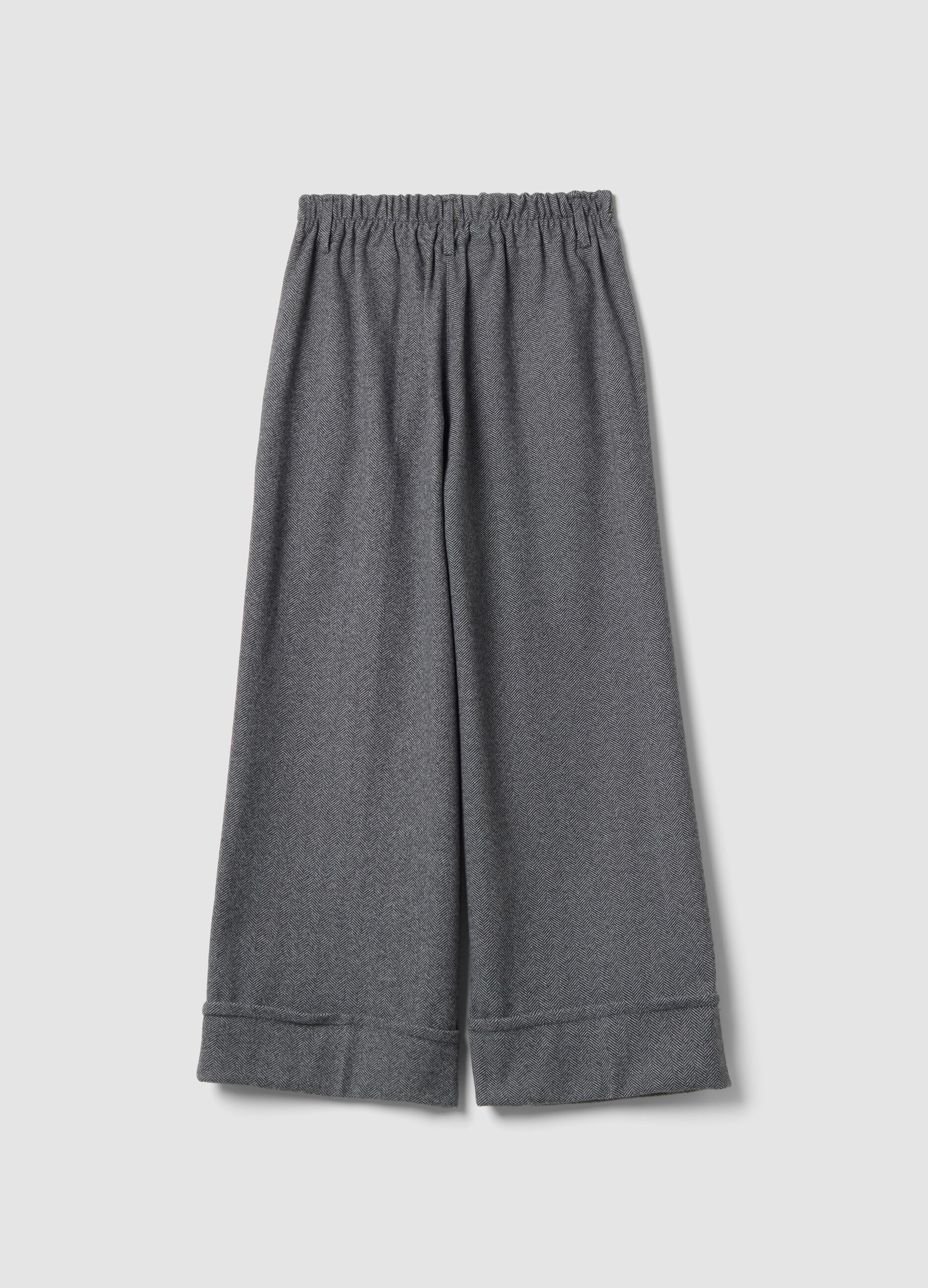 Grey wide-leg regular-fit trousers