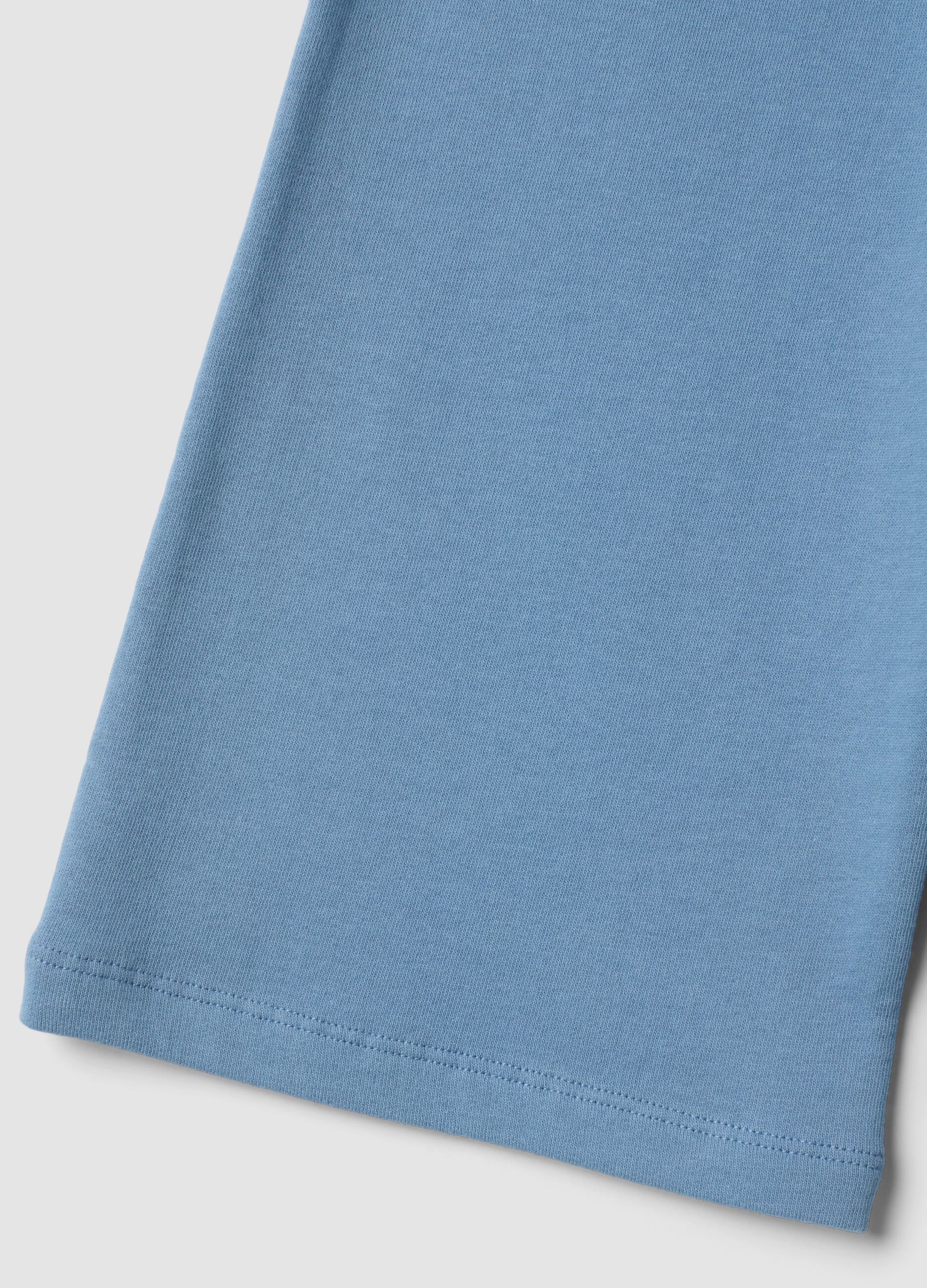 Pantaloni azzurri in puro cotone con vita elasticizzata regular fit