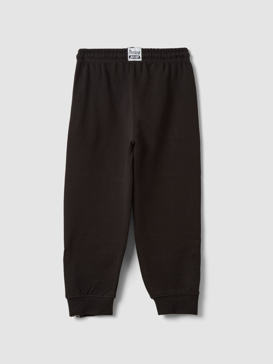Black cotton-blend joggers with ankle zips_1