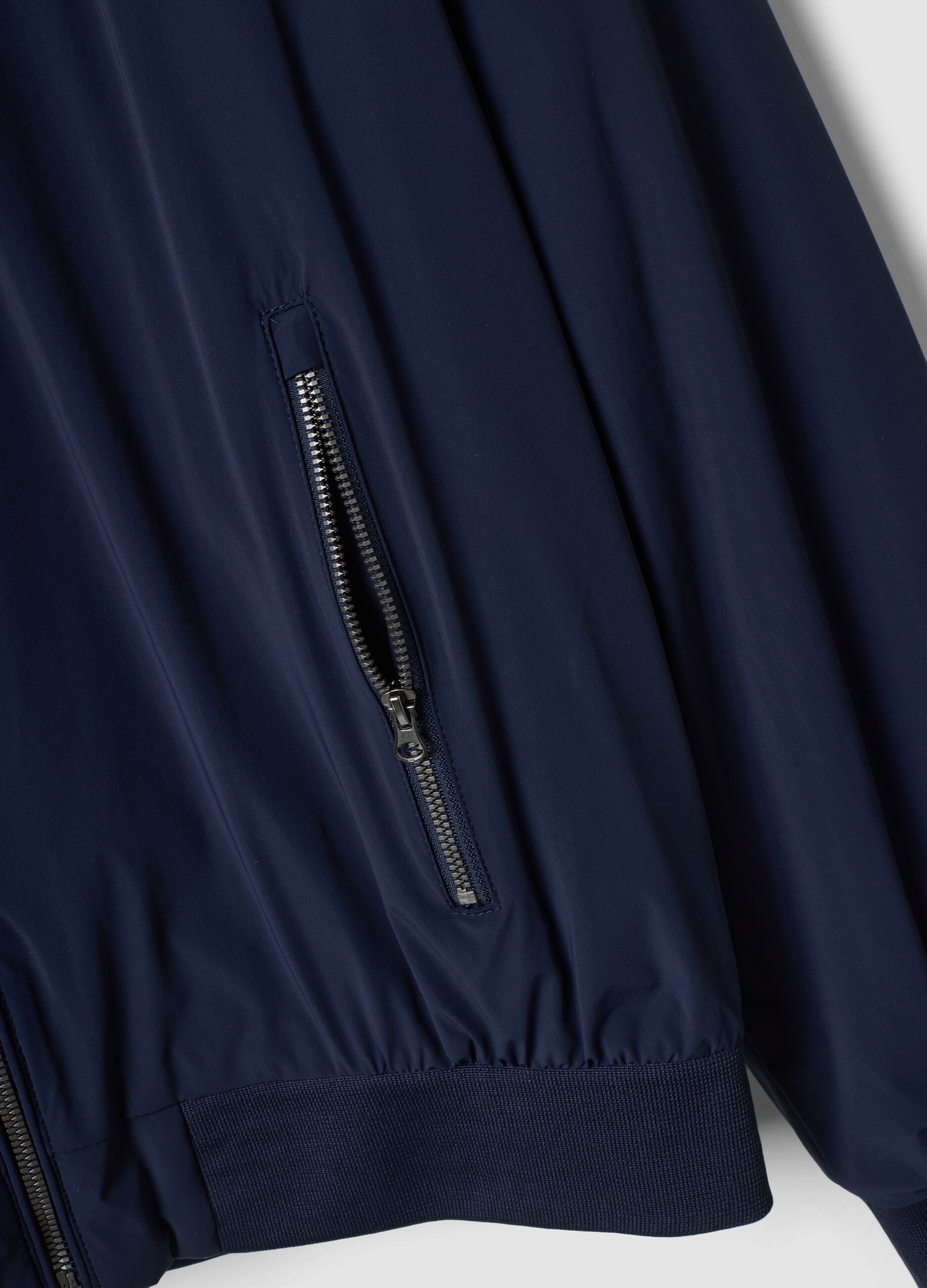 Blue stretch-fabric jacket with zip