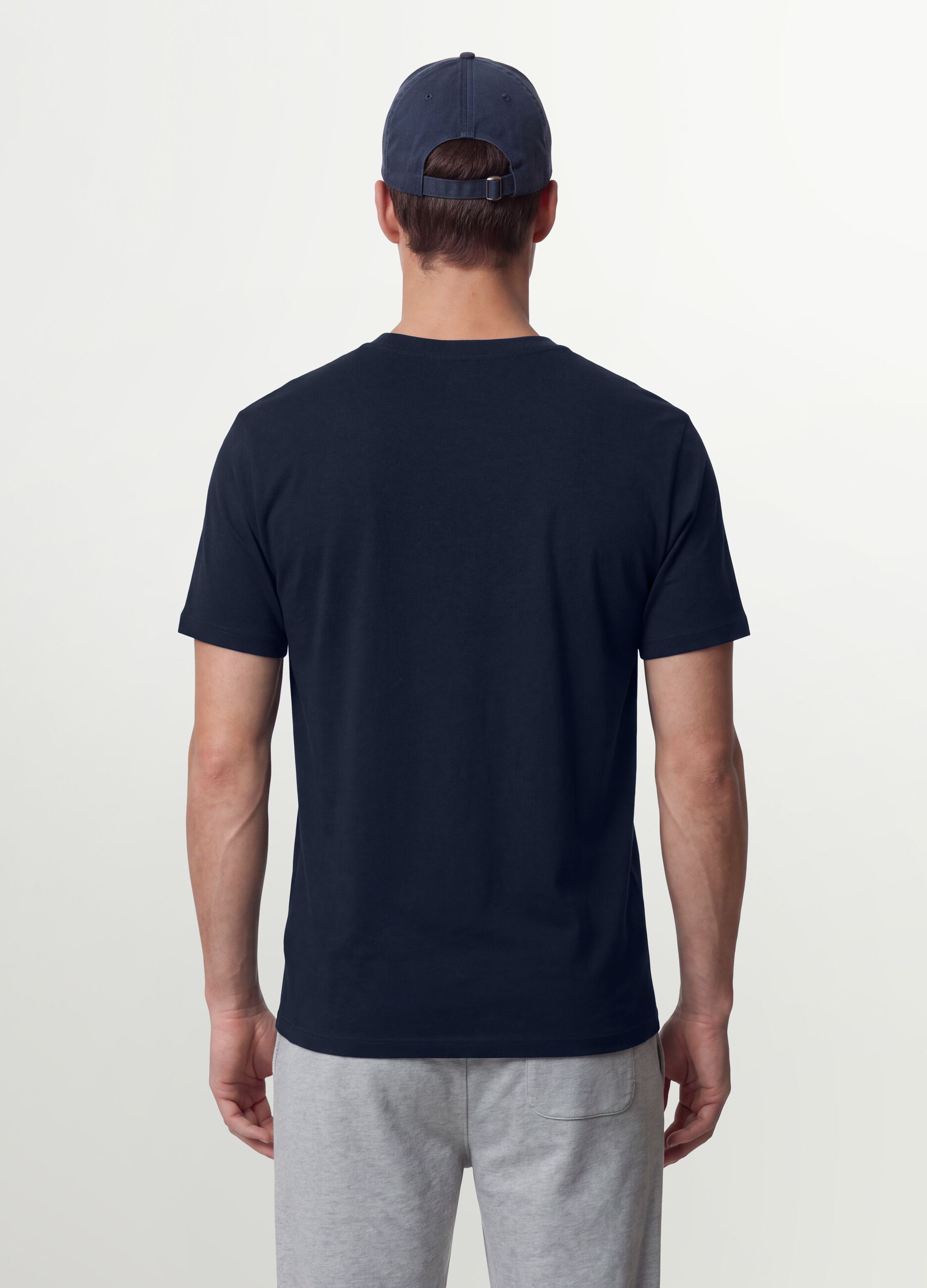 Men&rsquo;s blue organic cotton slim-fit short-sleeve T-shirt