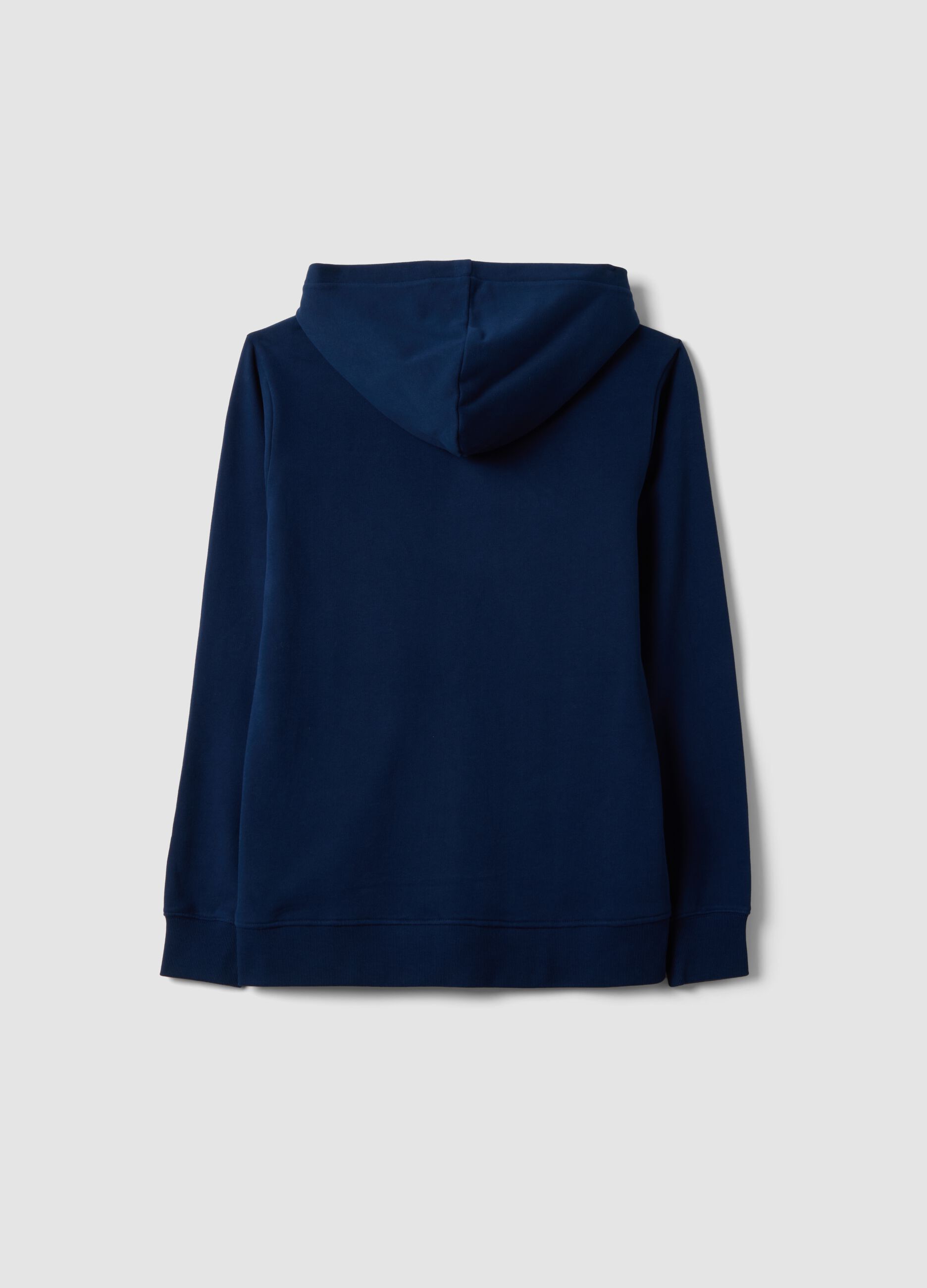 Navy blue organic cotton hoodie in a regular fit