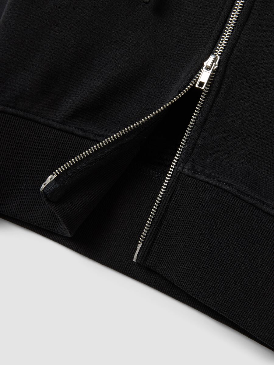 Black cotton-blend full-zip fitted hoodie_5