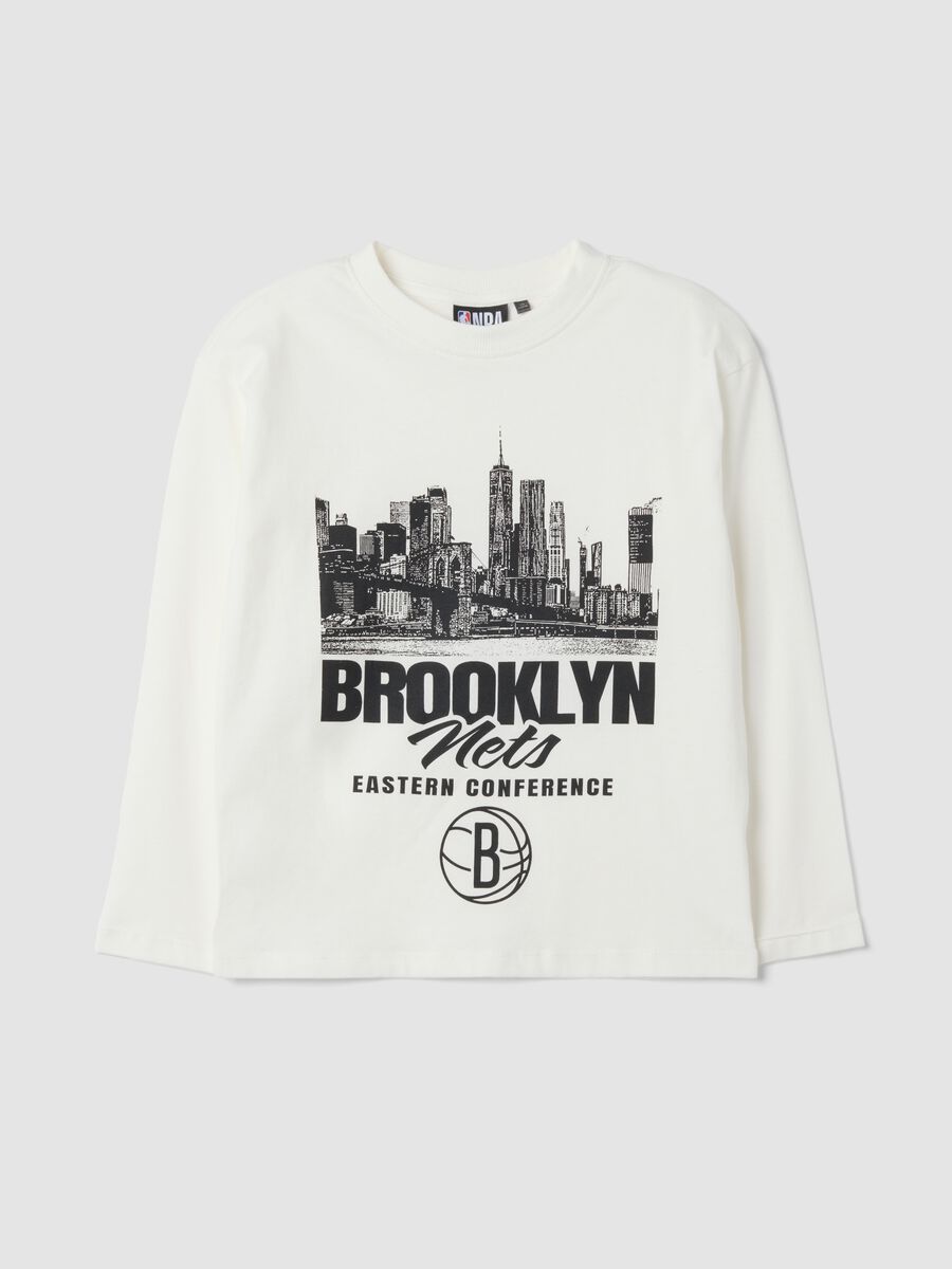 White crew-neck pure cotton printed T-shirt_0
