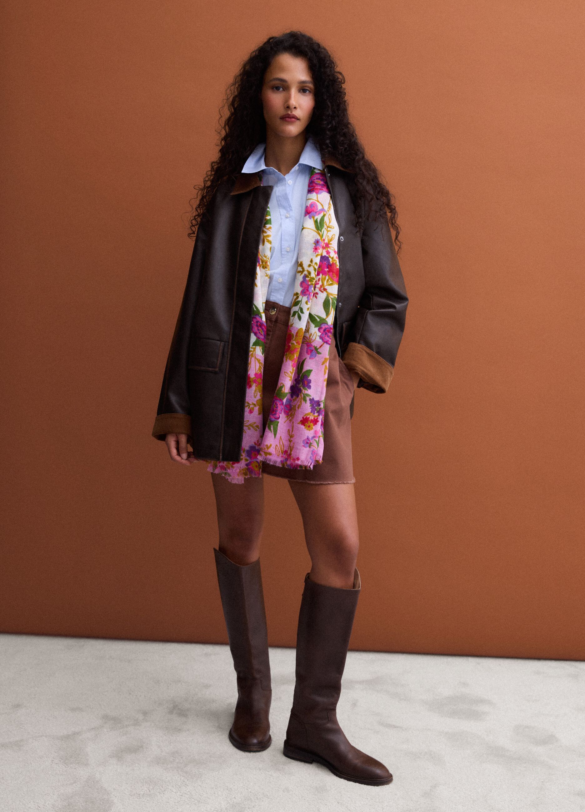 Brown pure cotton skirt with elasticated waist