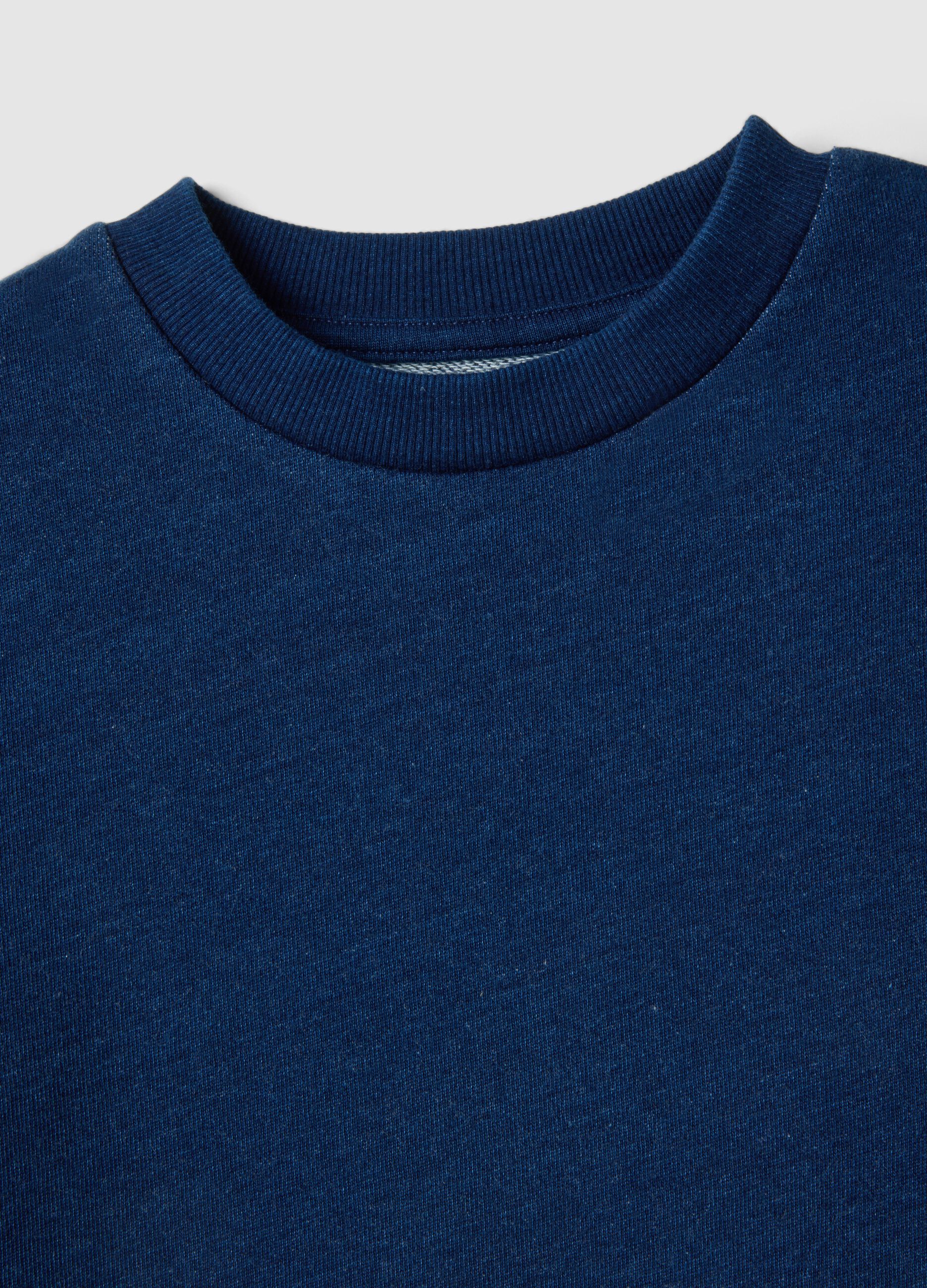 Kids' Oversized Fit Blue Cotton Blend T-shirt