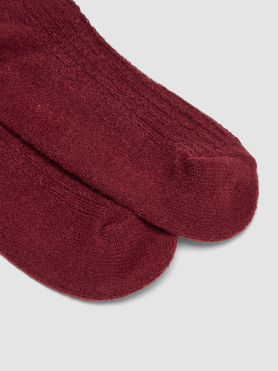 Burgundy red knee-high socks in stretch fabric_2