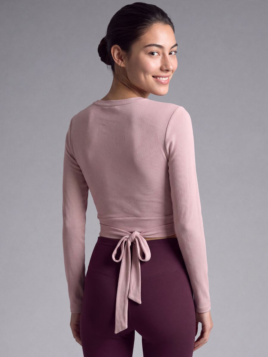 Pink ribbed stretch-cotton wrap top ALTAVIA STUDIO_2