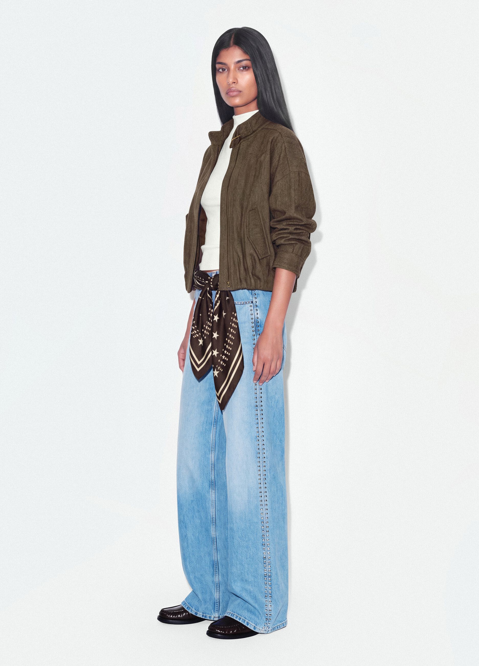 Light Blue Wide-Leg Jeans in Pure Cotton