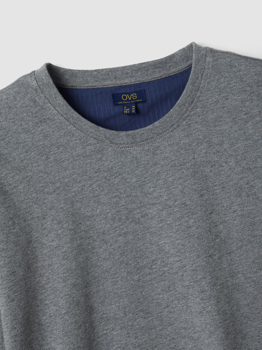 Grey organic cotton crew-neck pyjama top_1