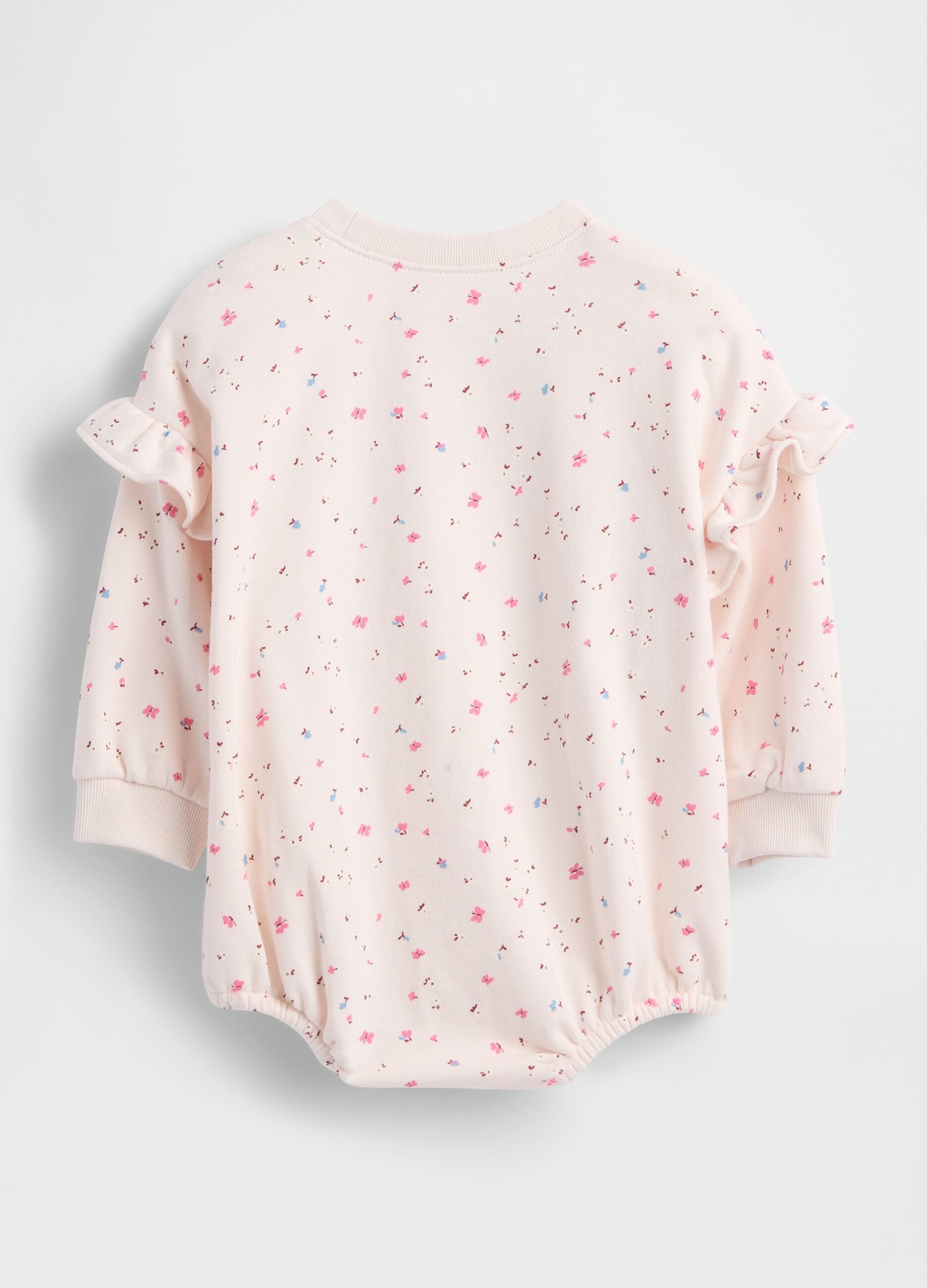 Pink cotton bodysuit with flowers