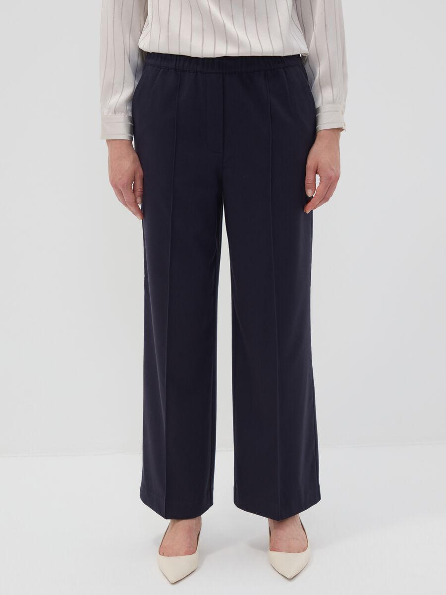 Blue wide-leg stretch viscose joggers &ndash; The Iconic Pants_2