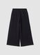 Pantaloni neri wide leg in tessuto fleece elasticizzato_0