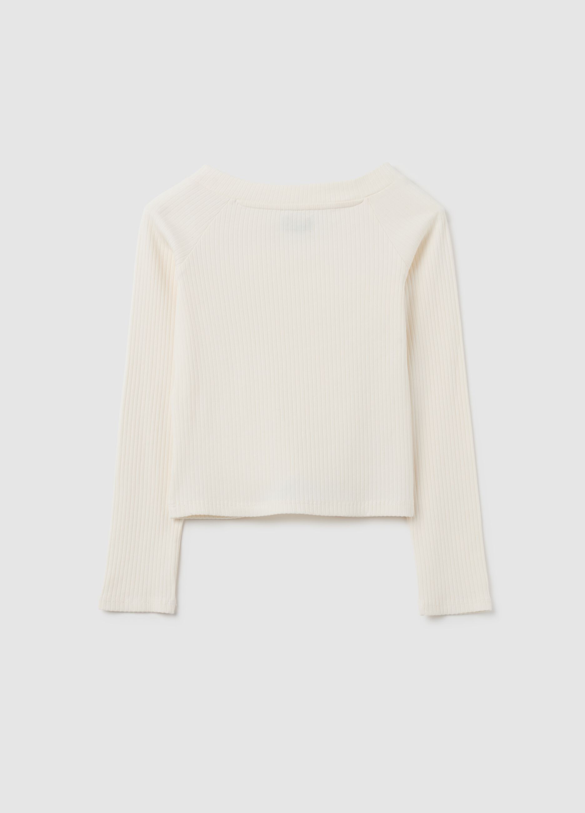 Girls' White Cotton Regular Fit Jumper
