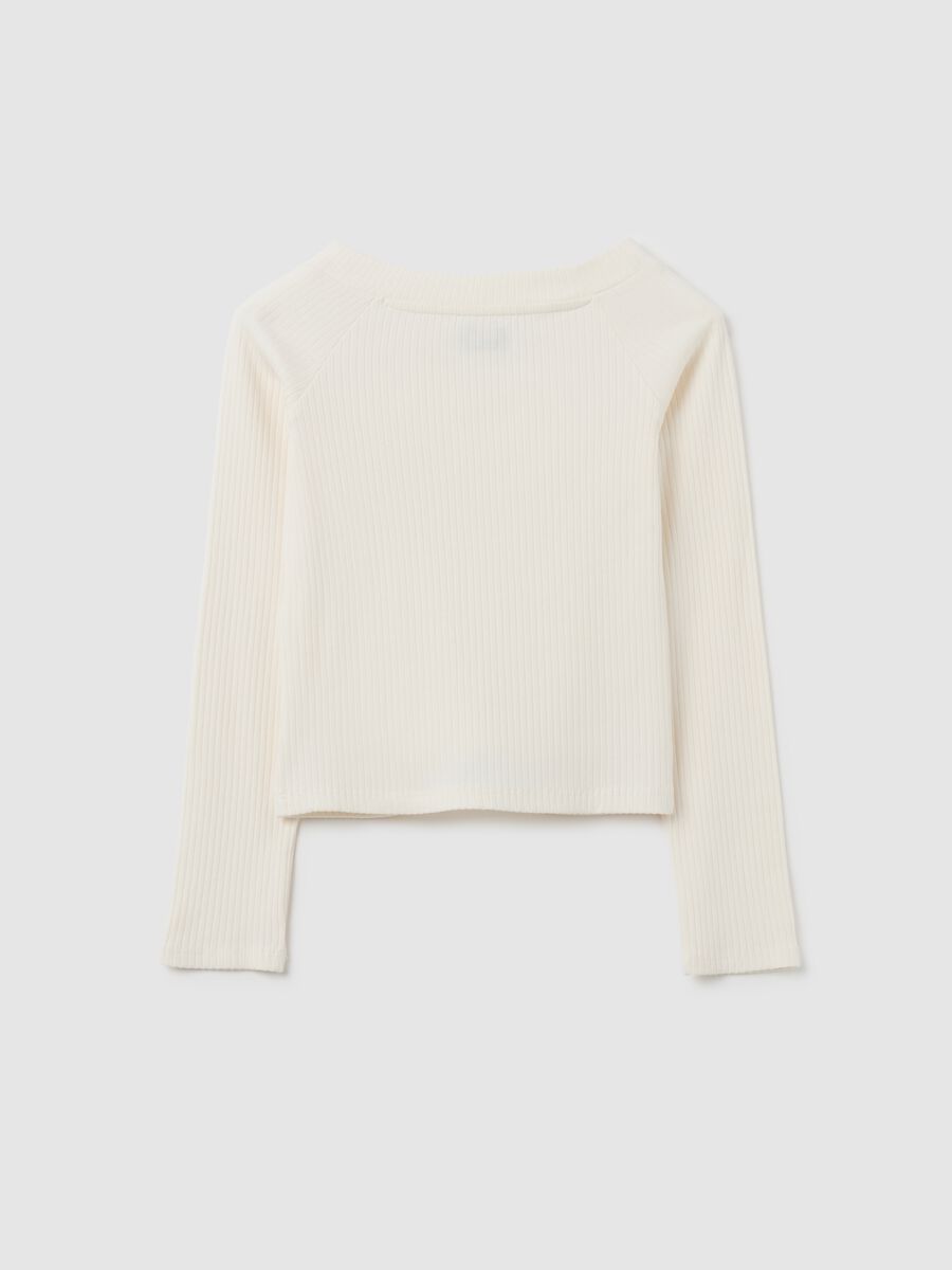 Girls' White Cotton Regular Fit Jumper_4