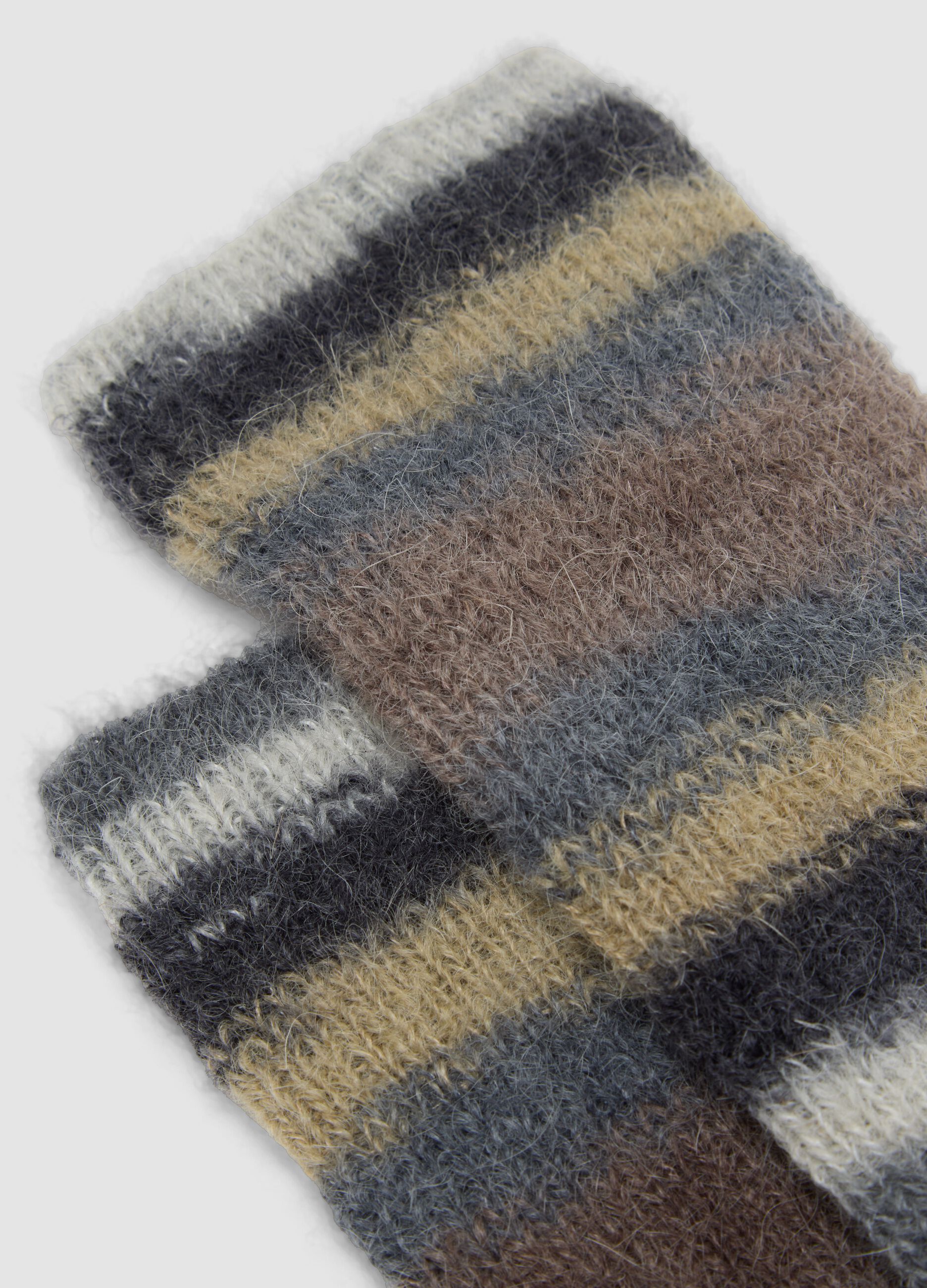 Multicolour striped socks in mohair and stretch alpaca