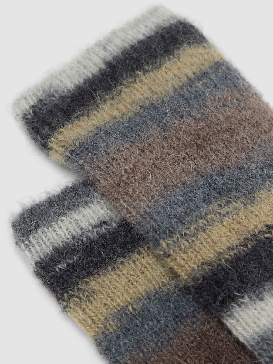 Multicolour striped socks in mohair and stretch alpaca_2