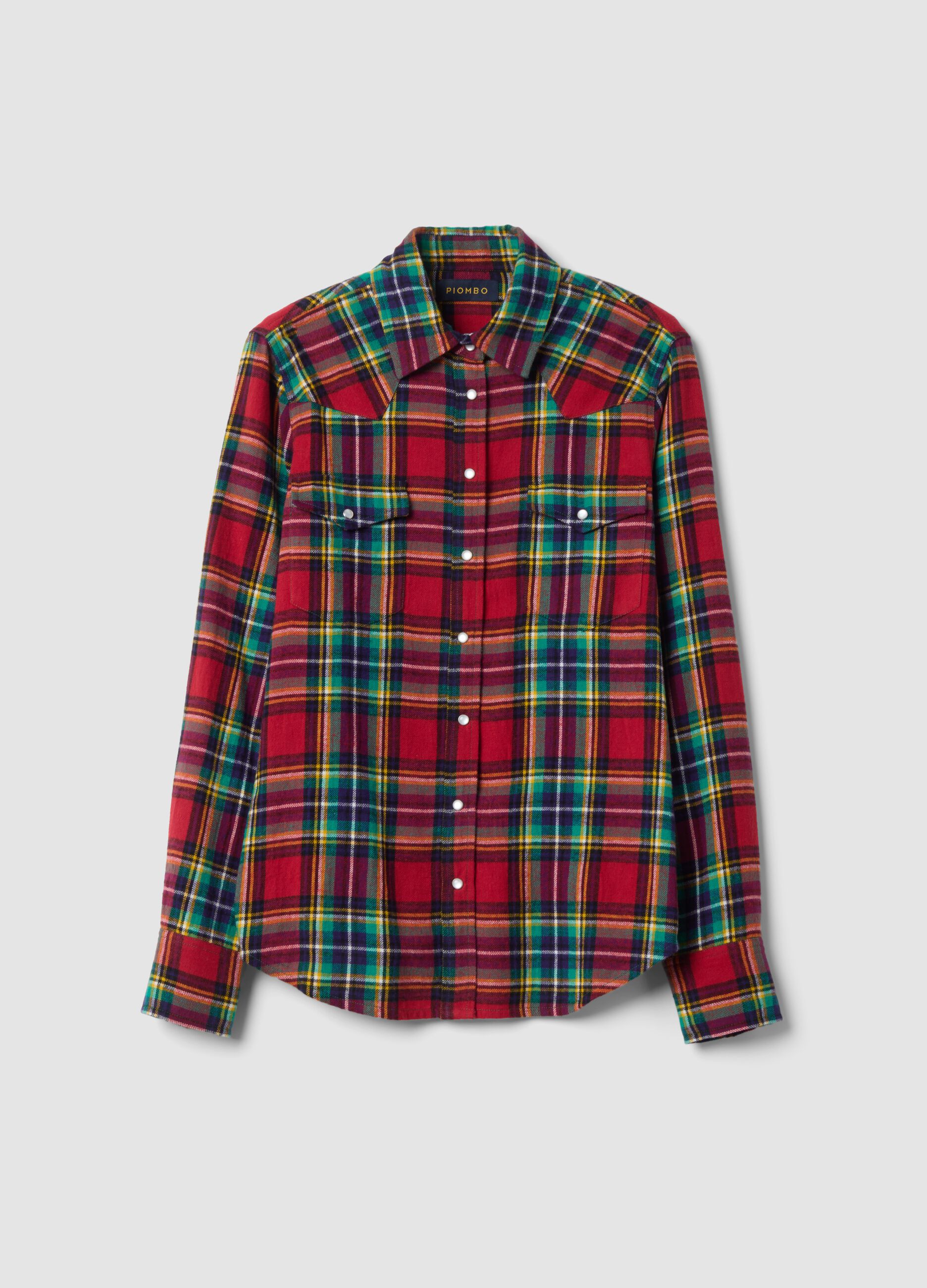 Camicia flanella check tartan in puro cotone regular fit