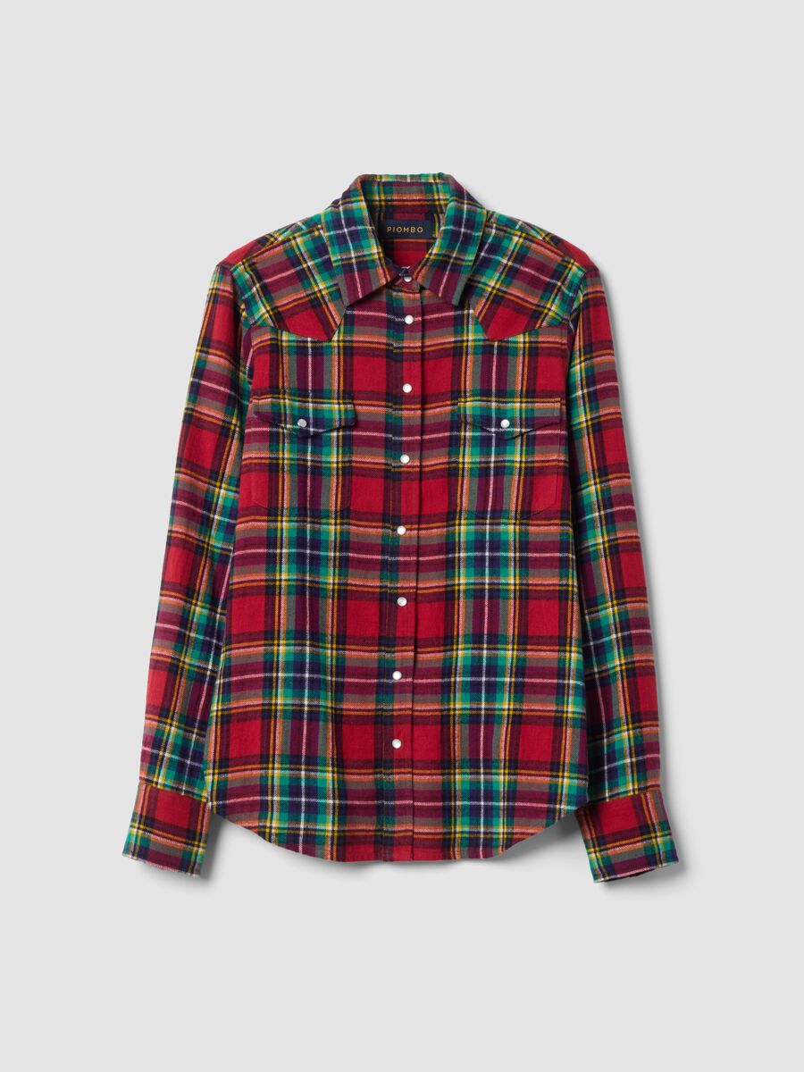 Pure cotton tartan check flannel shirt, regular fit_0