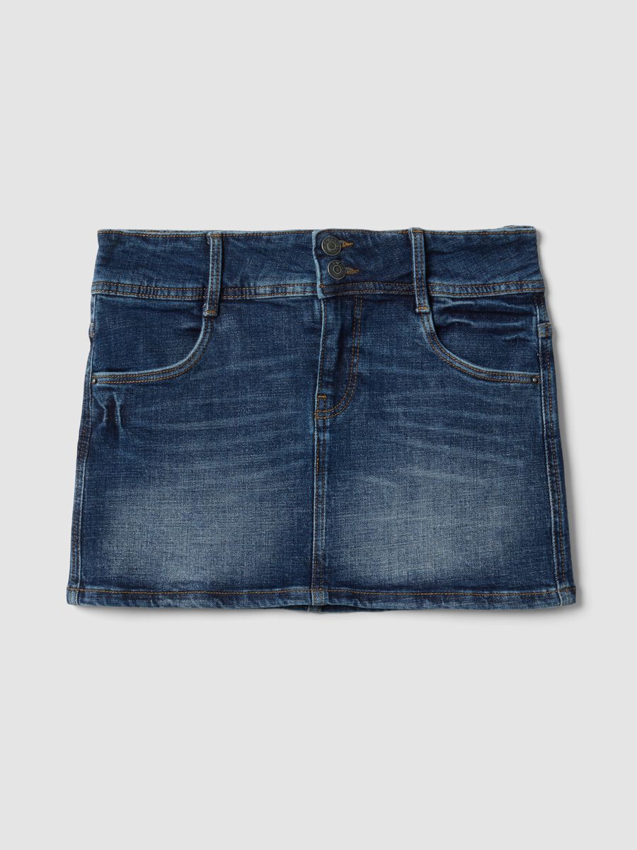 Blue stretch cotton denim mini skirt_4