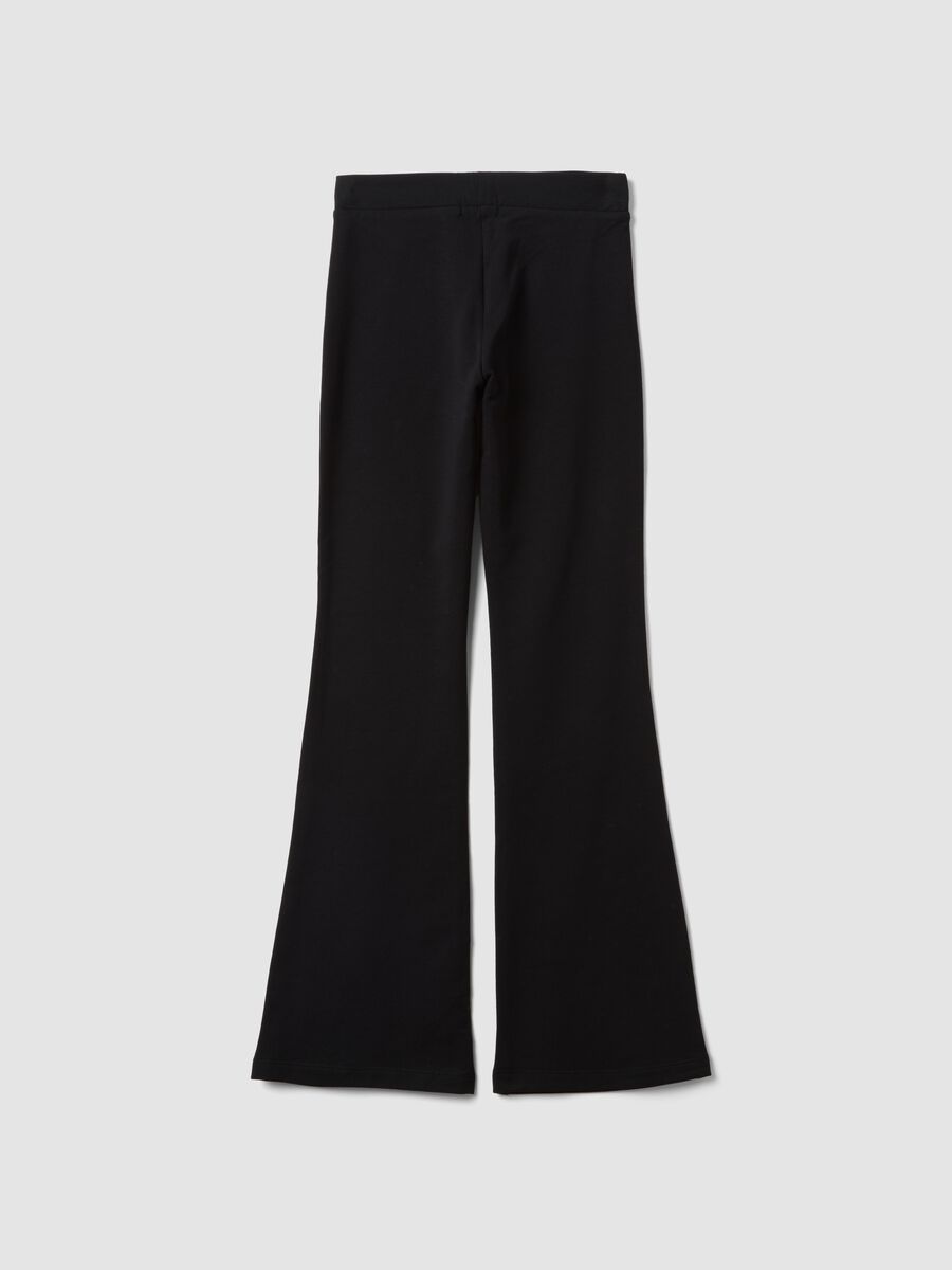 Black flared leggings in stretch cotton_1