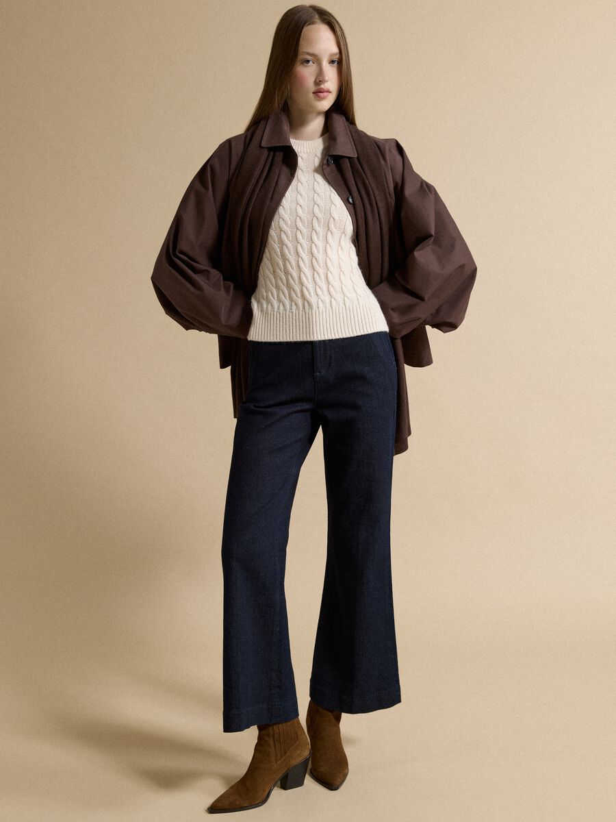 Short brown cotton-blend trench coat with shirt collar_2