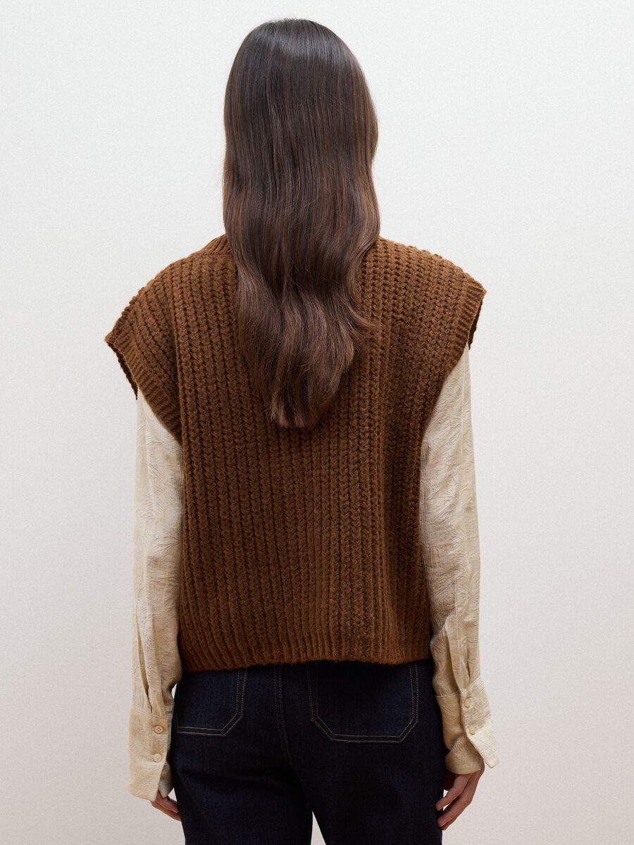 Orange wool-blend gilet with buttons_3