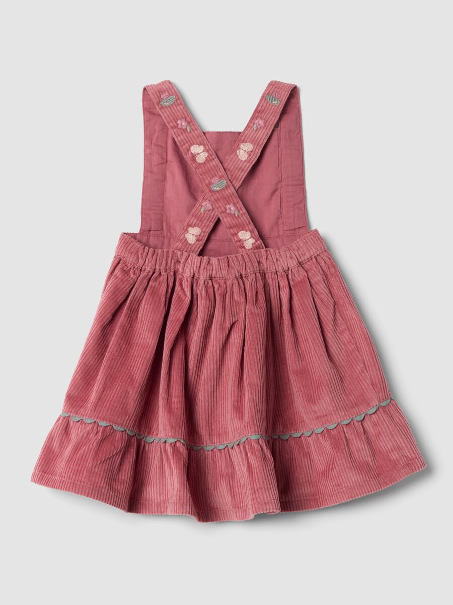 Pink pure cotton dress with ribbed square neckline, regular fit_1