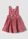 Pink pure cotton dress with ribbed square neckline, regular fit_1