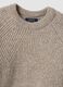 Maglione beige in misto lana a coste con girocollo_1