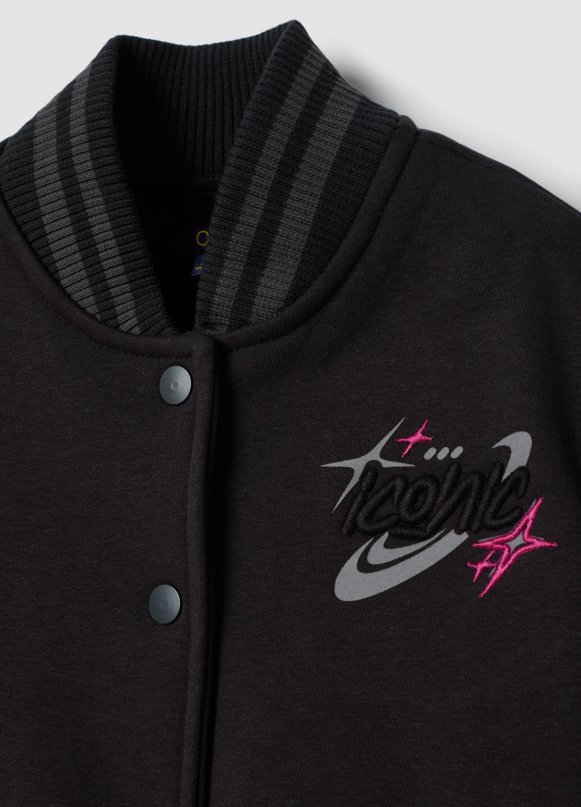 Black and grey cotton-blend varsity jacket, regular fit